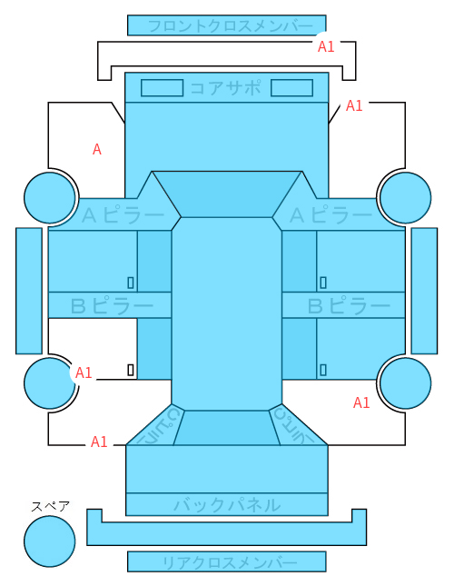 Body condition diagram (damage marks, Japanese labels)