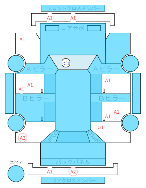 Body condition diagram (damage marks, Japanese labels)