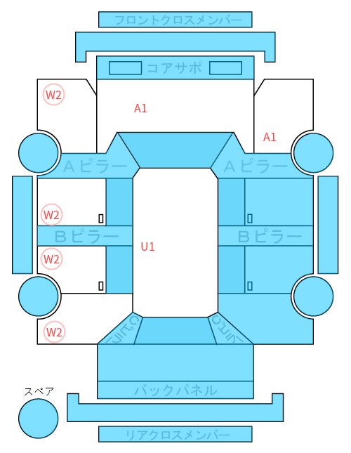Body condition diagram (damage marks, Japanese labels)