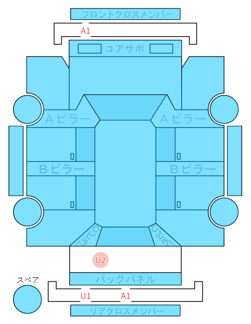 Body condition diagram (damage marks, Japanese labels)