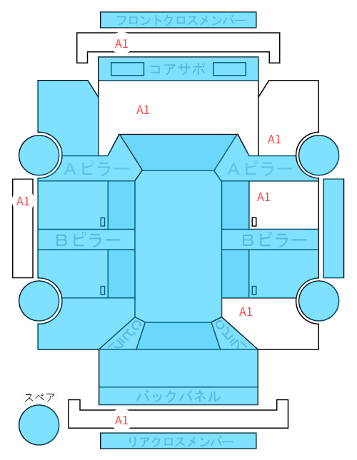 Body condition diagram (damage marks, Japanese labels)