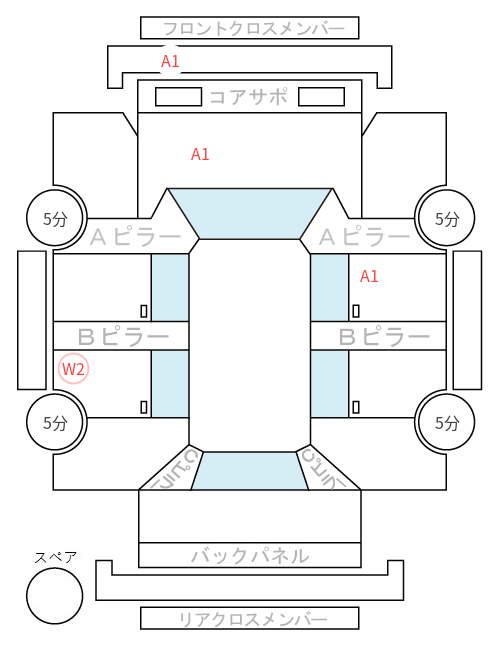 Body condition diagram (damage marks, Japanese labels)