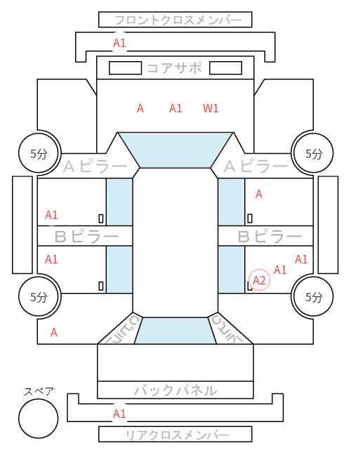 Body condition diagram (damage marks, Japanese labels)