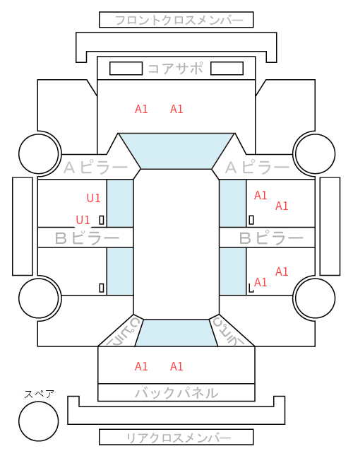 Body condition diagram (damage marks, Japanese labels)