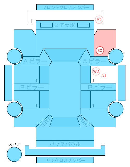 Body condition diagram (damage marks, Japanese labels)