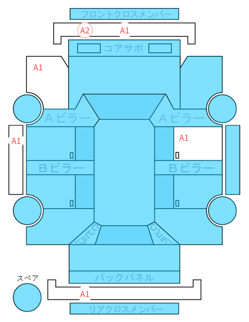 Body condition diagram (damage marks, Japanese labels)