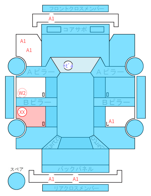 Body condition diagram (damage marks, Japanese labels)