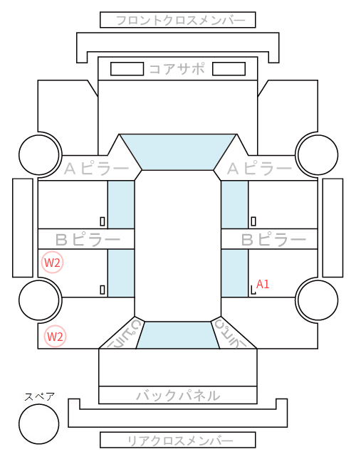 Body condition diagram (damage marks, Japanese labels)