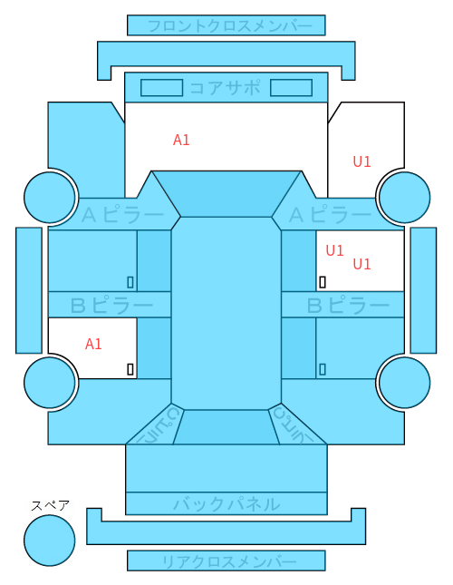 Body condition diagram (damage marks, Japanese labels)