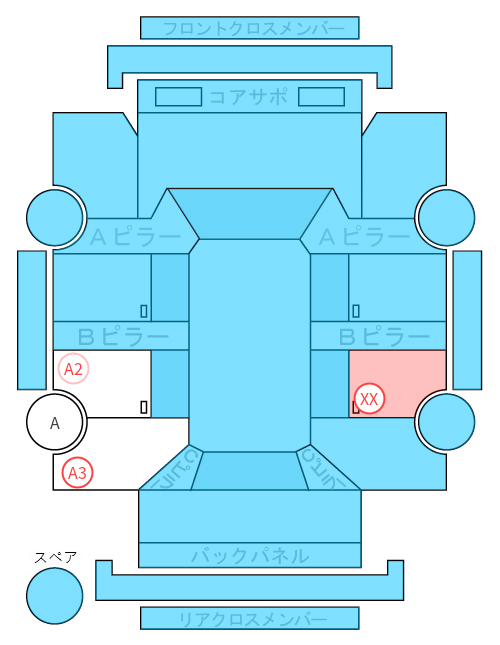 Body condition diagram (damage marks, Japanese labels)