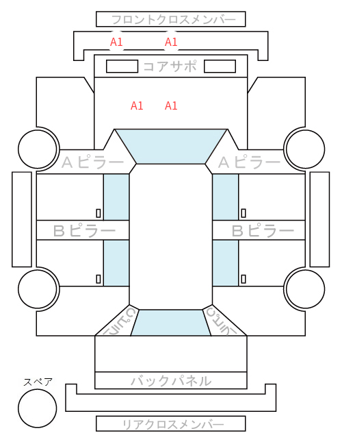 Body condition diagram (damage marks, Japanese labels)
