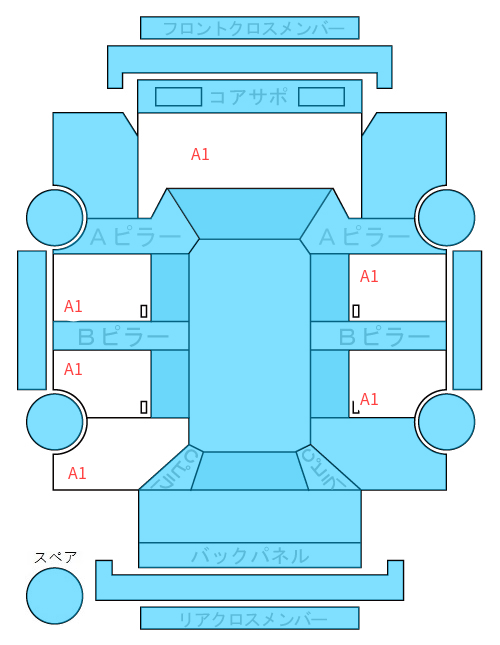 Body condition diagram (damage marks, Japanese labels)