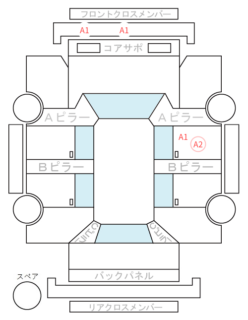 Body condition diagram (damage marks, Japanese labels)