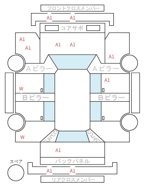 Body condition diagram (damage marks, Japanese labels)