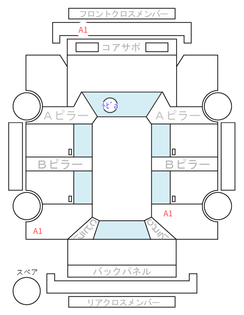 Body condition diagram (damage marks, Japanese labels)