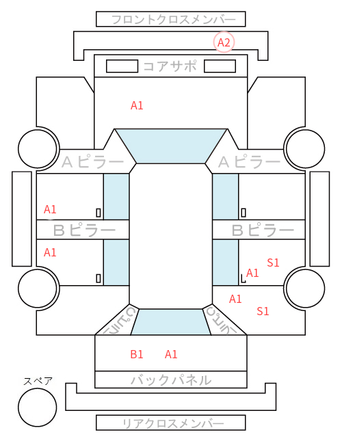 Body condition diagram (damage marks, Japanese labels)