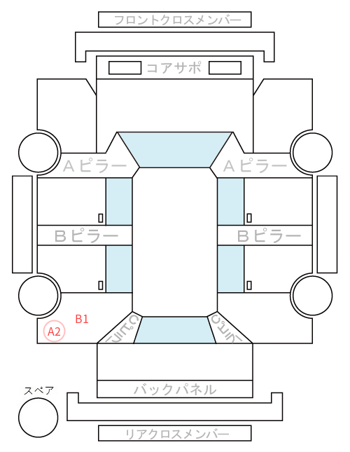 Body condition diagram (damage marks, Japanese labels)