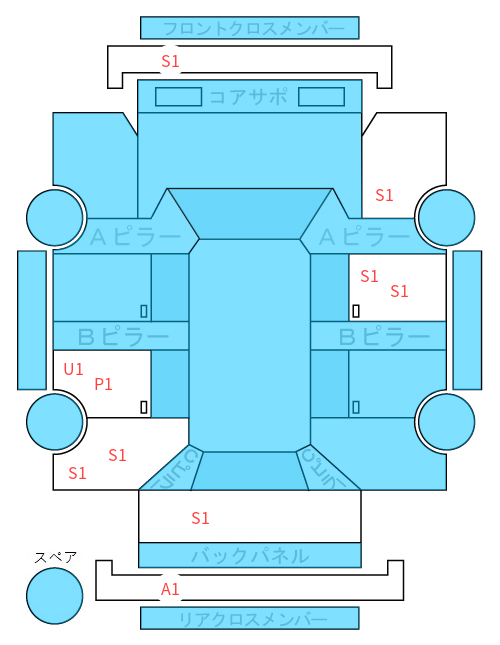 Body condition diagram (damage marks, Japanese labels)