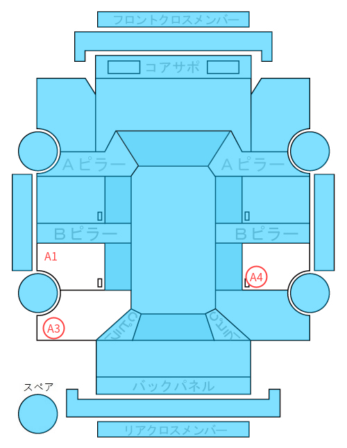 Body condition diagram (damage marks, Japanese labels)