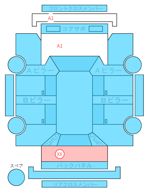 Body condition diagram (damage marks, Japanese labels)