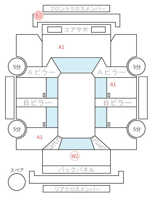 Body condition diagram (damage marks, Japanese labels)
