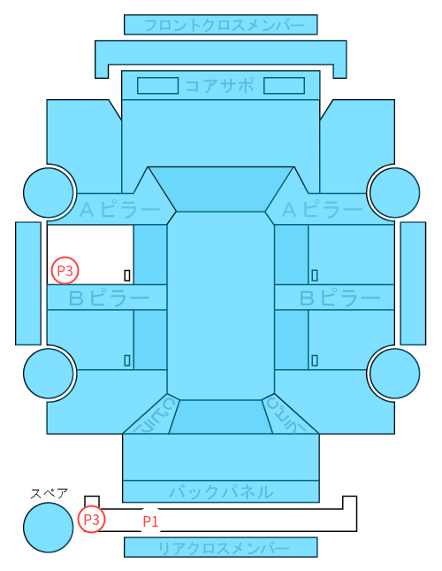 Body condition diagram (damage marks, Japanese labels)