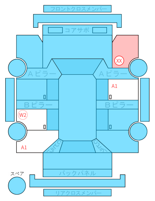 Body condition diagram (damage marks, Japanese labels)