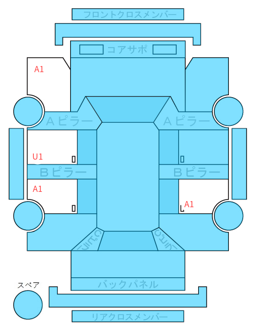 Body condition diagram (damage marks, Japanese labels)