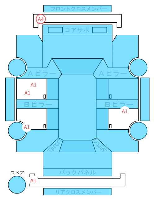 Body condition diagram (damage marks, Japanese labels)