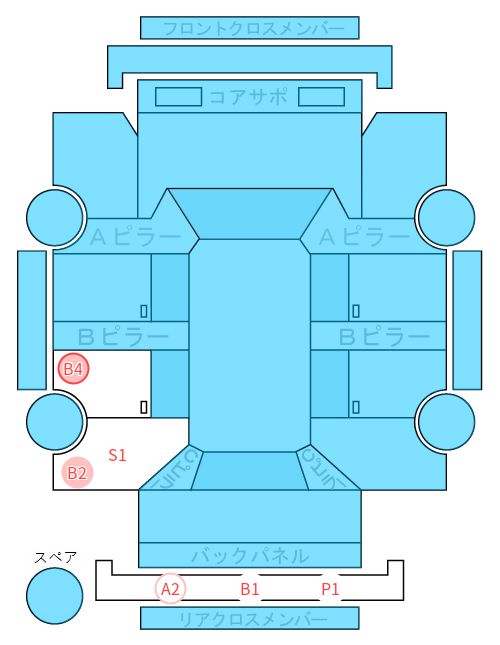 Body condition diagram (damage marks, Japanese labels)