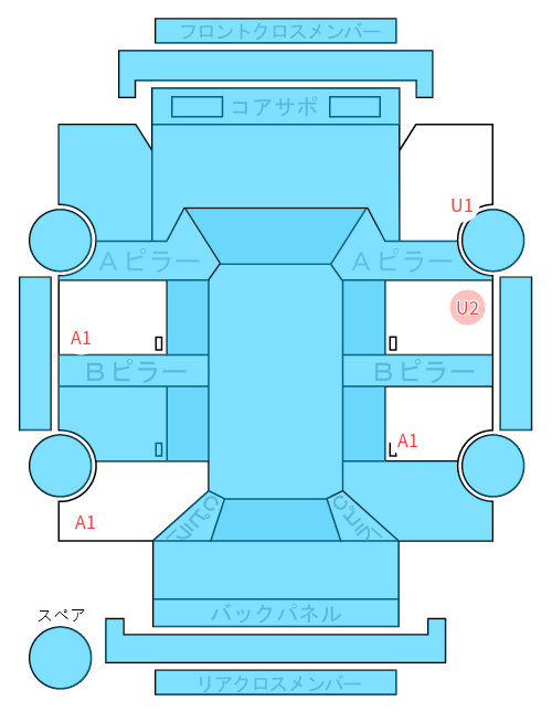 Body condition diagram (damage marks, Japanese labels)