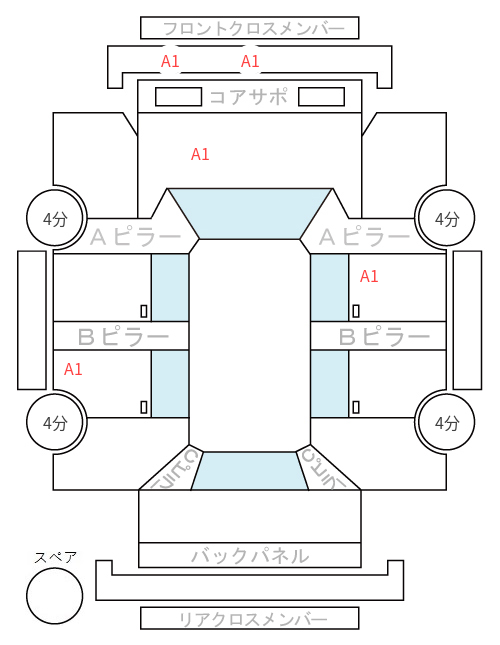 Body condition diagram (damage marks, Japanese labels)