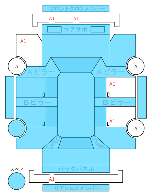 Body condition diagram (damage marks, Japanese labels)