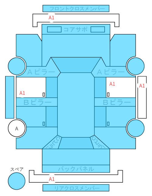 Body condition diagram (damage marks, Japanese labels)
