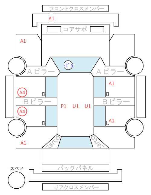 Body condition diagram (damage marks, Japanese labels)