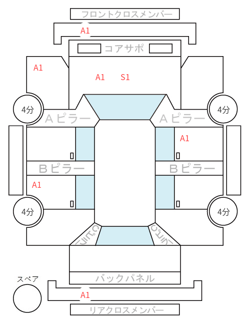 Body condition diagram (damage marks, Japanese labels)