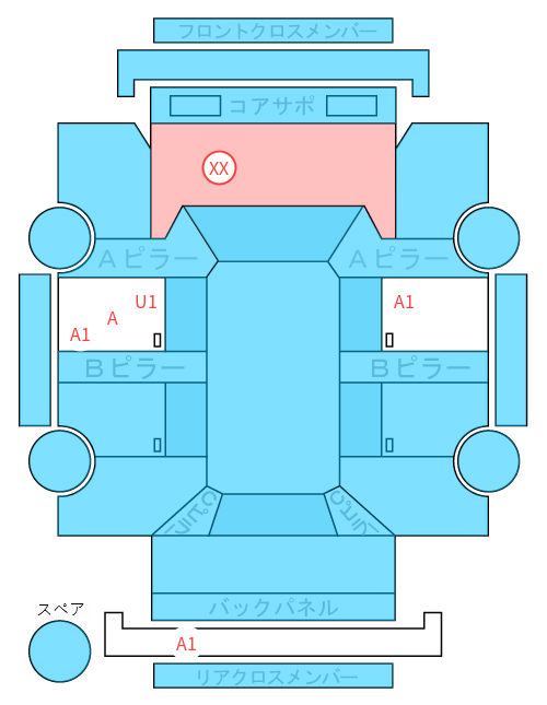 Body condition diagram (damage marks, Japanese labels)
