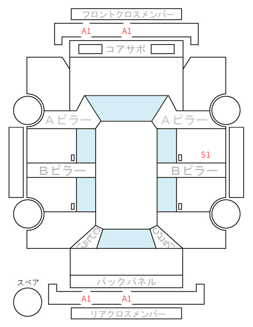 Body condition diagram (damage marks, Japanese labels)