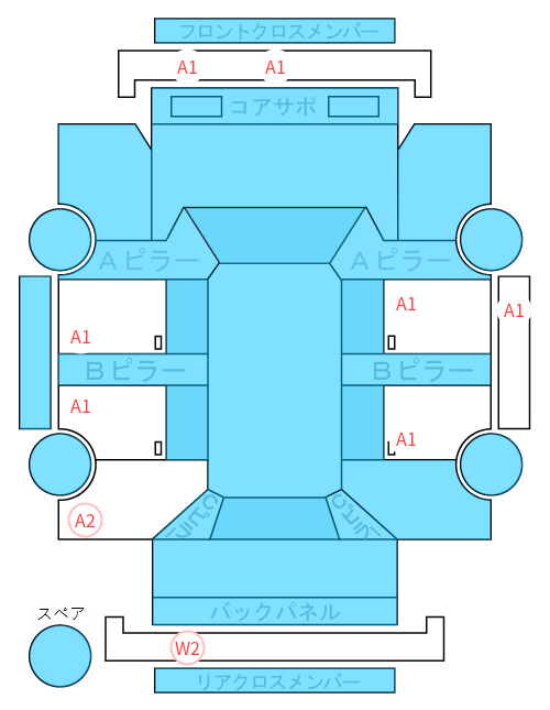 Body condition diagram (damage marks, Japanese labels)