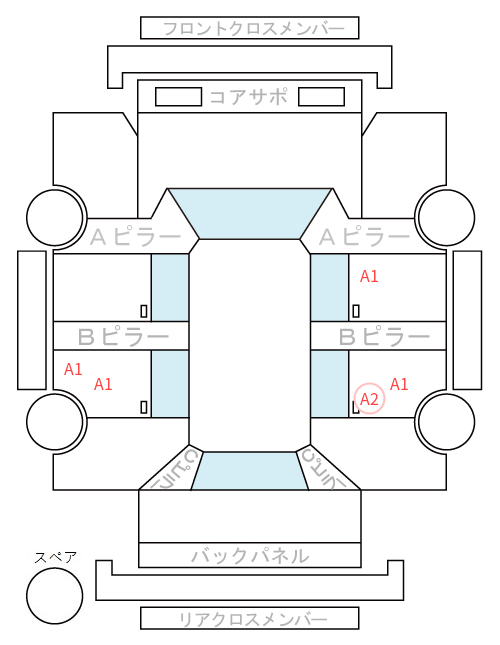 Body condition diagram (damage marks, Japanese labels)