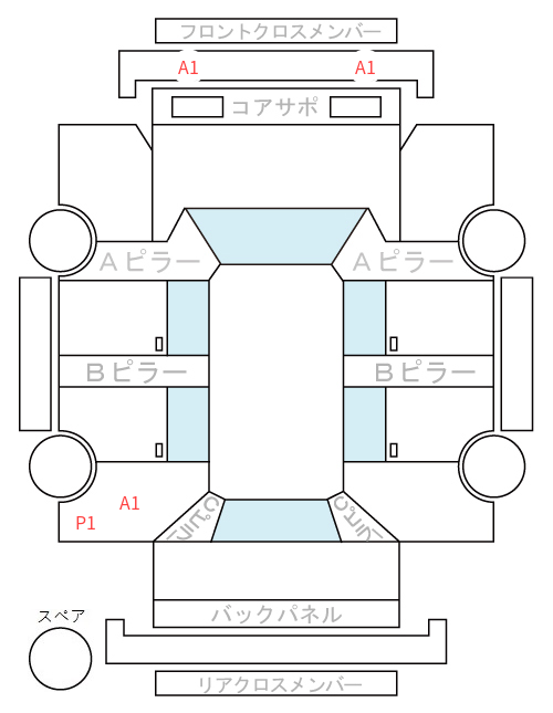 Body condition diagram (damage marks, Japanese labels)