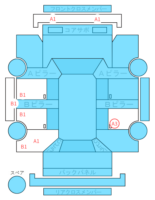 Body condition diagram (damage marks, Japanese labels)