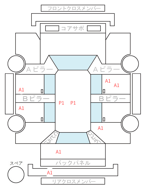 Body condition diagram (damage marks, Japanese labels)