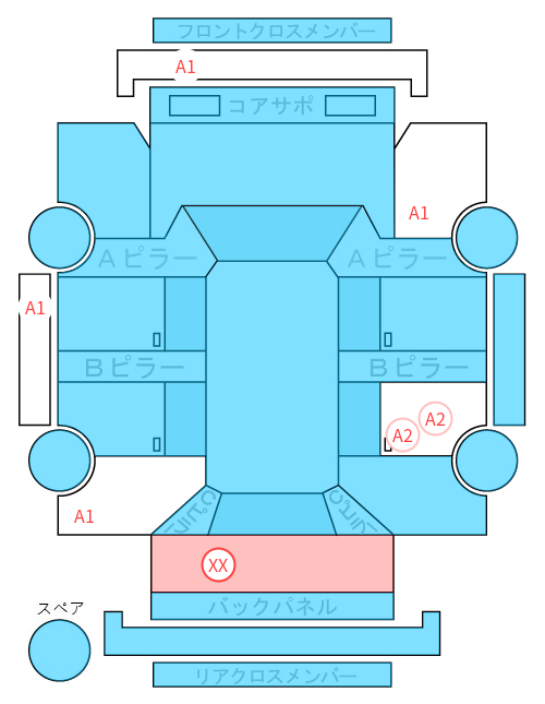 Body condition diagram (damage marks, Japanese labels)