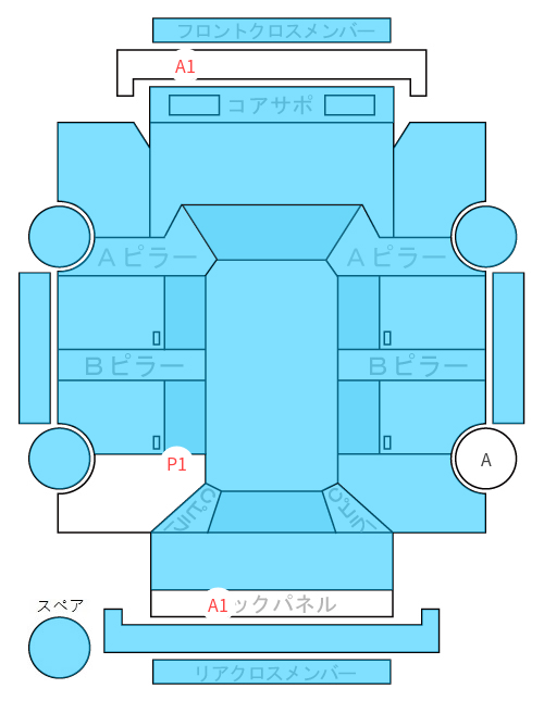 Body condition diagram (damage marks, Japanese labels)