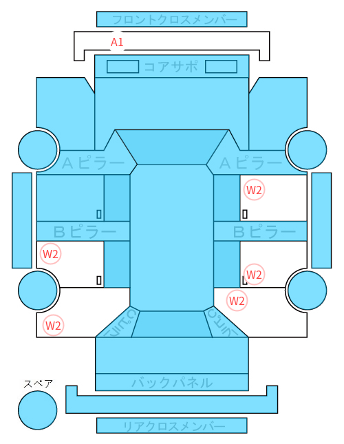 Body condition diagram (damage marks, Japanese labels)