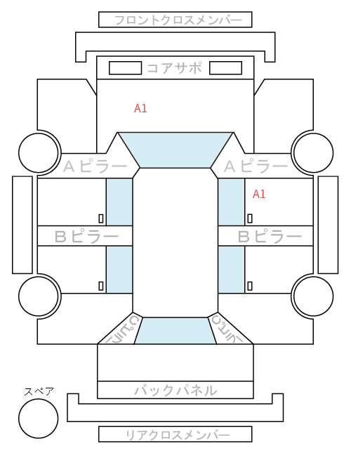 Body condition diagram (damage marks, Japanese labels)