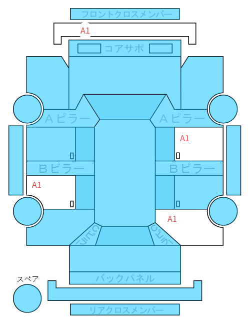 Body condition diagram (damage marks, Japanese labels)