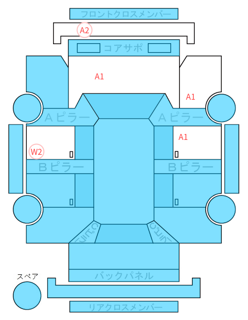 Body condition diagram (damage marks, Japanese labels)