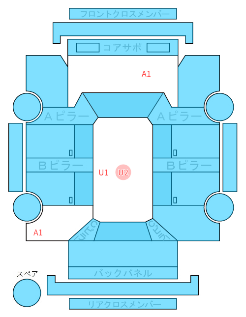 Body condition diagram (damage marks, Japanese labels)